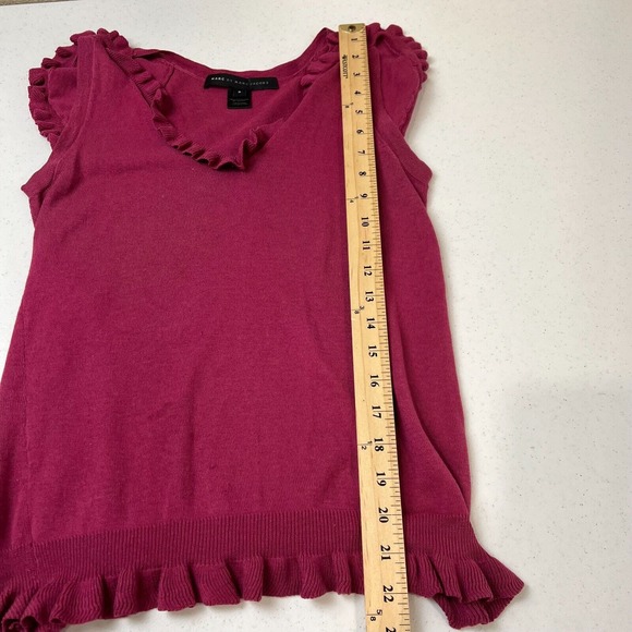 Marc by Marc‎ Jacobs Blouse Top Size Small Fuschia Silk Blend Ruffle Sleeve Knit - Picture 9 of 10